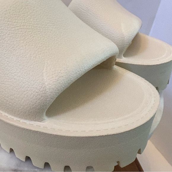 Lili & Oumer Beige Cream Platform Slide Sandals Women’s 11 EUR 42 Chunky Sole - Picture 4 of 16